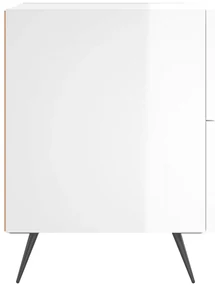 Comodino bianco lucido 40x35x47,5 cm in legno multistrato