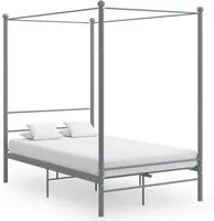 Letto a Baldacchino Grigio in Metallo 140x200 cm cod mxl 53421