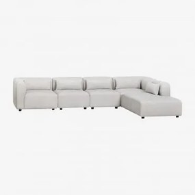 Divano Modulare Fogler In 5 Pezzi Con Chaise Longue Destra Tessuto Grigio Chiaro - Sklum