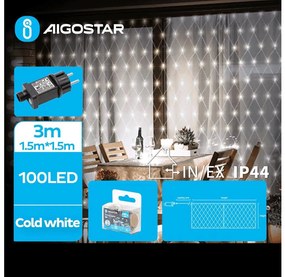 Aigostar - Catena LED da esterno 100xLED/8 funzioni 4,5x1,5m IP44 bianco freddo