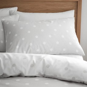 Set copripiumino e federa bianco e grigio in flanella per letto matrimoniale 200x200 cm Polka Dot – Catherine Lansfield