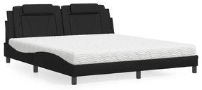 Letto con materasso nero 180x200 cm in similpelle