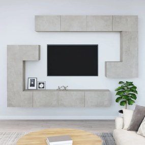 Mobile porta tv a parete grigio cemento in legno multistrato