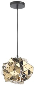 Lampadario Design Sospensione ANDROMEDA in Metallo 1 - E27 nero paralume oro E27 Ø26cm