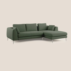 Plano divano moderno angolare con penisola in microfibra smacchiabile T11 verde