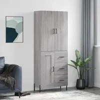 Credenza Grigio Sonoma 69,5x34x180 cm in Legno Multistratocod mxl 125963