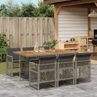 Set da Pranzo da Giardino 7 pz con Cuscini in Polyrattan Grigio 3210734