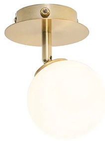 Faretto moderno oro con vetro opalino con interruttore - Athens