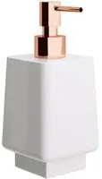 Dispenser sapone in ceramica bianca collezione Dado di Lineabeta 250ml - dosatore oro rosa