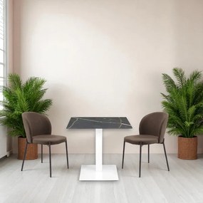 Tavolo bar pub ristorante 80x80 cm per esterno base bianca piano HPL Marmo Nero H 74