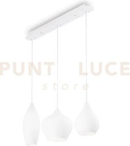 Soft lampadario sospeso in vetro bianco 3 luci attacco e14