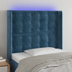 Testiera A Led Blu Scuro 103x16x118/128 Cm İn Velluto /