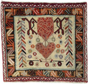 Hamedan Tappeto 70x70 Rosso (Iran) Annodato A Mano
