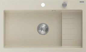 Mexen Omar lavello in granito 1-vasca 800 x 480 mm, beige, sifone cromato - 6520801005-69