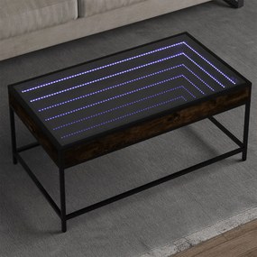 Tavolino Da Salotto Con Led Infinity Rovere Fumo 90x50x41 Cm /