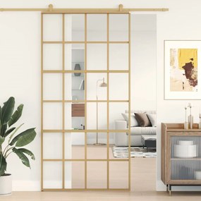 Porta Scorrevole Oro 102,5x205 Vetro Trasparente Esg Alluminio /