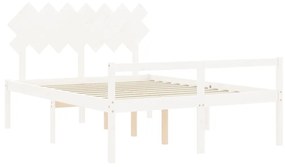 Letto per Anziani con Testiera Bianco 140x190 cm Legno Massello