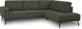 Divano angolare verde scuro (con penisola a destra/a L) con rivestimento in ciniglia Amsterdam – Scandic