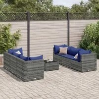 Set Divani da Giardino 7 pz con Cuscini in Polyrattan Grigio 3308031