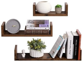 Set di 3 mensole da parete SHELFY marrone