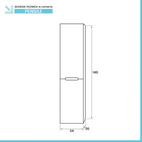 Pensile bagno sospeso rovere fumo e blu pastello H 140 ante soft-close Iris