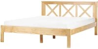 Letto in Legno Chiaro con Rete a Doghe Design Elegante 160 x 200 cm