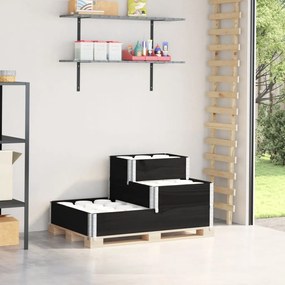 Fioriera Rialzata A 3 Livelli Nera 120x80 Cm Legno Di Pino /