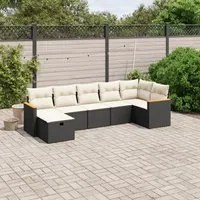 Set Divani da Giardino con Cuscini 7pz Nero Polyrattan 3265312