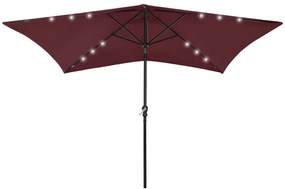 Ombrellone A Sbalzo Con Palo İn Acciaio E Led Bordeaux 2x3 M /