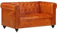 Divano Chesterfield a 2 Posti Tanno in Vera Pelle cod mxl 12336