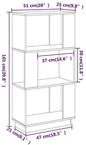 Libreria/Divisorio 51x25x101 cm in Legno Massello di Pino