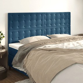 Testiera 4 Pz Blu Scuro 80x5x78/88 Cm İn Velluto /