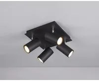 Plafoniera Quadrata 4 Faretti Orientabili Marley Nero Trio Lighting