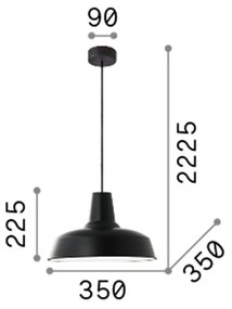 Sospensione Industrial-Minimal Moby Metallo Rame 1 Luce E27