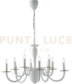 Lampadario armstrong bianco e oro 10 luci attacco e14 92x150cm in m...