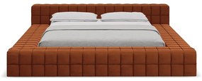 Letto matrimoniale imbottito in terracotta con griglia 140x200 cm Akela - Makamii
