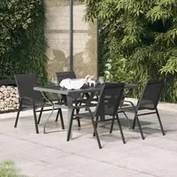 Set da Pranzo per Giardino 5 pz Grigio e Nero 3095981