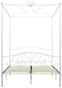 Letto a baldacchino bianco in metallo 120x200 cm