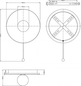 Applique da Parete G9 Ø300mm in Pietra con Interruttore a Catena
