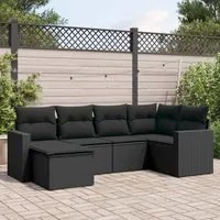 Set Divano da Giardino 6 pz con Cuscini Nero in Polyrattancod mxl 88014