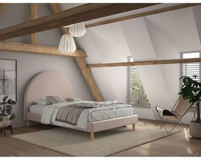 Letto singolo imbottito rosa con griglia 140x200 cm MOON - Vipack