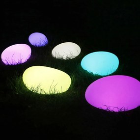 Sfera Led Stone luminosa decorativa da giardino 1W RGBW 32&#215;27 cm IP67 a batteria 1 lampada Media V-TAC