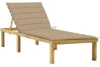 Lettino da Giardino con Cuscino Beige Legno Pino Impregnato cod mxl 42279