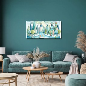 Quadro su tela – Foresta da favola con volpe e gufi