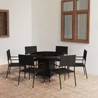 Set da Pranzo da Giardino 7 pz in Polyrattan Nero 3059454