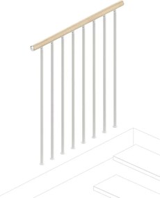 Balaustra in kit IRIS Superiore in acciaio bianco, corrimano in legno faggio, L 102 cm fissaggio a pavimento