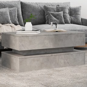 Tavolino Da Soggiorno Con Luci Led Grigio Cemento 90x50x40 Cm /