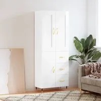 Credenza Bianco Lucido 69,5x34x180 cm in Legno Multistrato 3199795