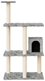 Albero per gatti con tiragraffi in sisal grigio chiaro 119 cm