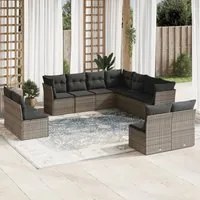 Set Divani da Giardino 11 pz con Cuscini in Polyrattan Grigio 3217820